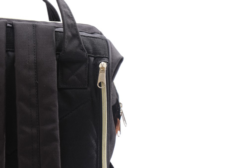 Zipper on top, front and side