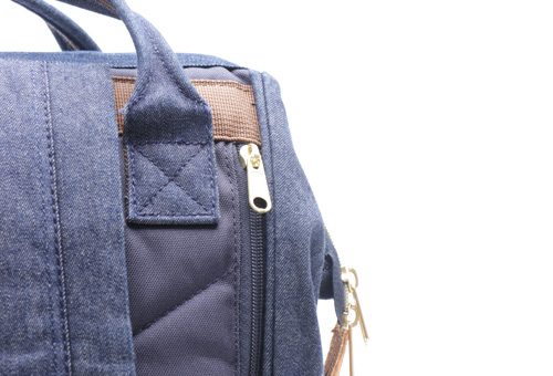 Zipper on top, front and side