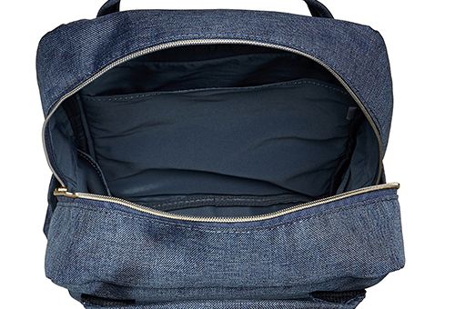 Zipper on top, front and side
