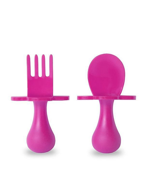 Grabease - First Self Feeding Utensil Set of Spoon and Fork for Toddlers Alat Makan Bayi - Pink