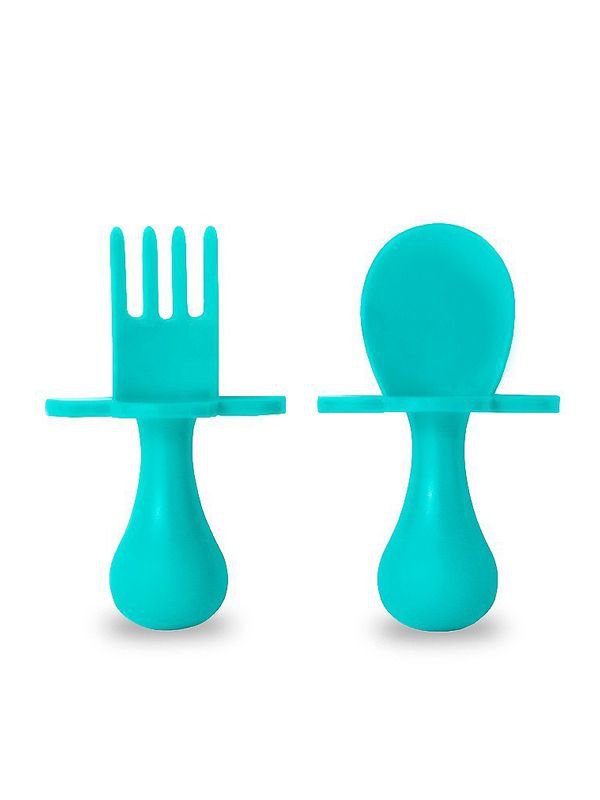 Grabease - First Self Feeding Utensil Set of Spoon and Fork for Toddlers Alat Makan Bayi - Teal