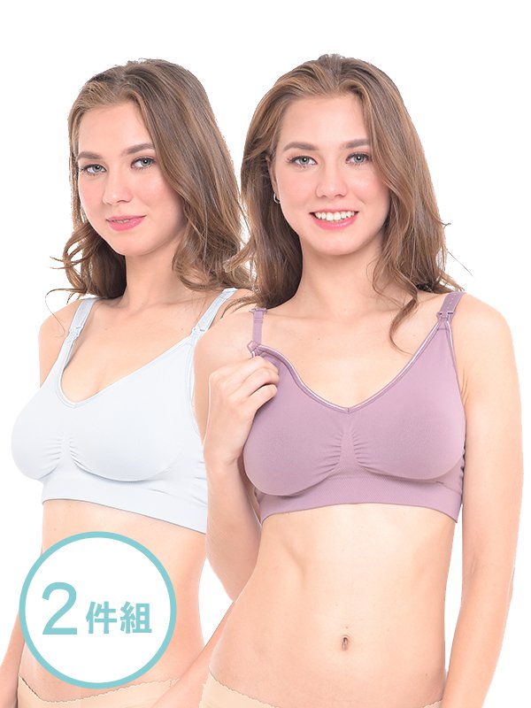 全包覆緹花無痕哺乳胸罩(兩件組)