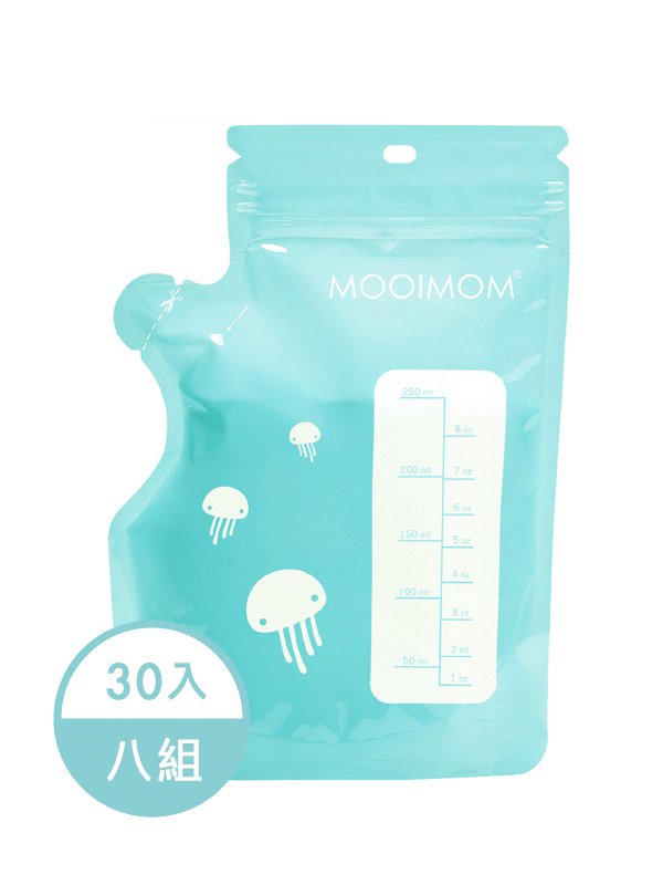 站立式壺形母乳袋250ml(30入x8組)-水母款