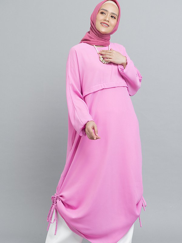 MOOIMOM Gamis Dress with drawstring Pink