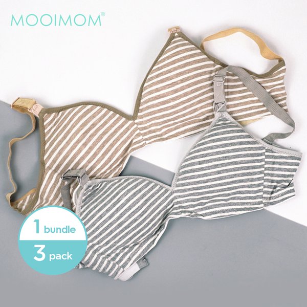 MOOIMOM Combo Hemat Bra Hamil Menyusui Stripe (Isi 3 Pcs)